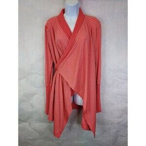 Icebreaker Merino Wool Bliss Wrap Sweater M Stripe Adjustable Cardigan Lagenlook